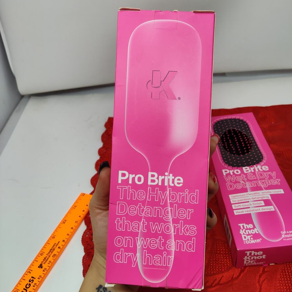 2X Conair The Knot Dr. Pro Brite Wet & Dry Detangler Pink Hair Brushes - Picture 6 of 7